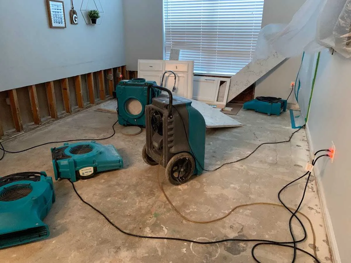 Dehumidifier in flood-cut room for Water Damage Restoration in Dale City